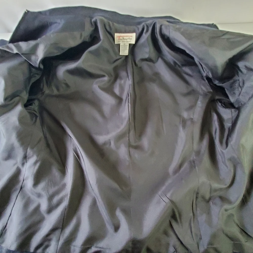Talbots Irish Linen Black Jacket Size 16 Zip Up Long Sleeve Lined  Blazer Office